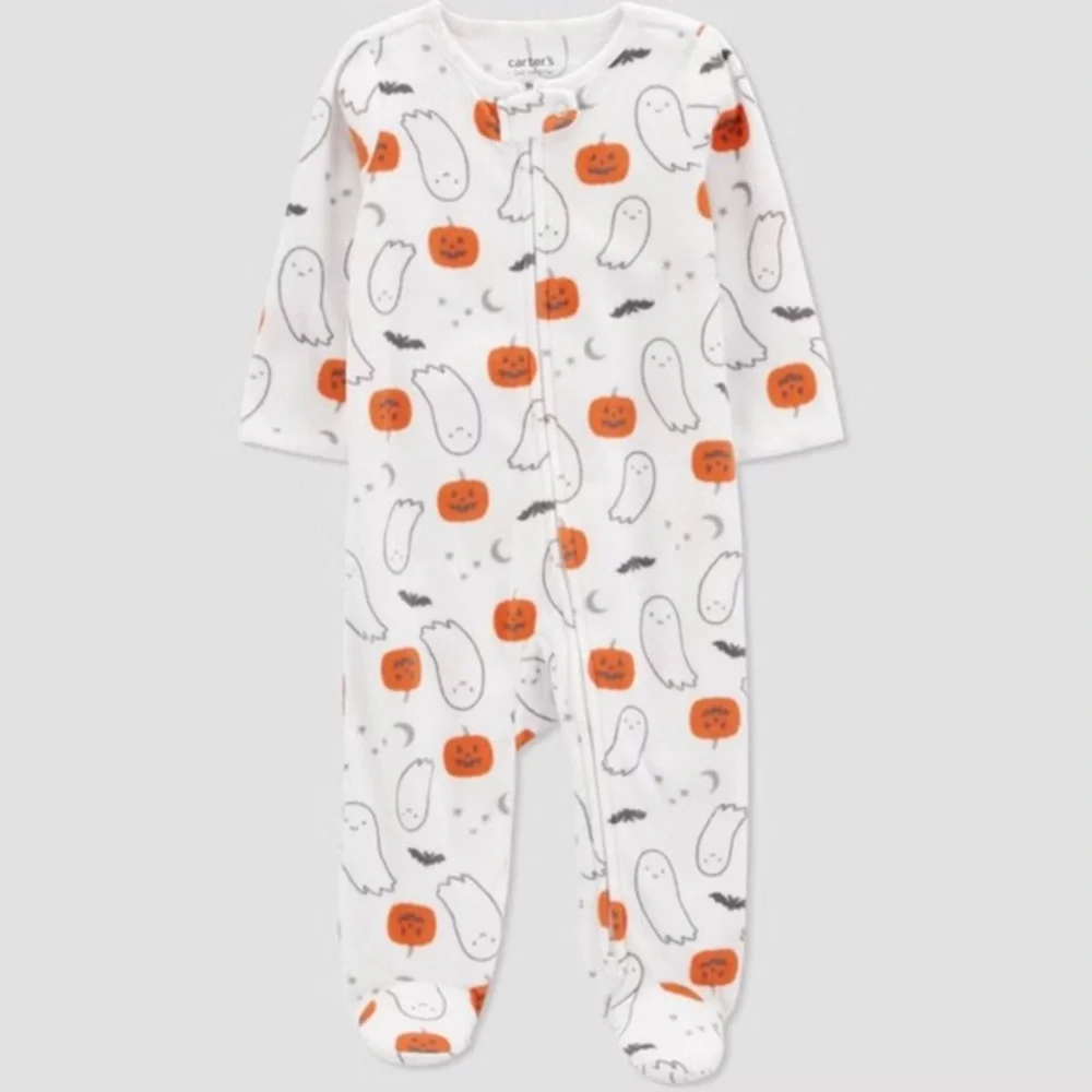Carter's nwt Just One You Baby Jack O Lanterns Sleep N' Play White 9M Halloween